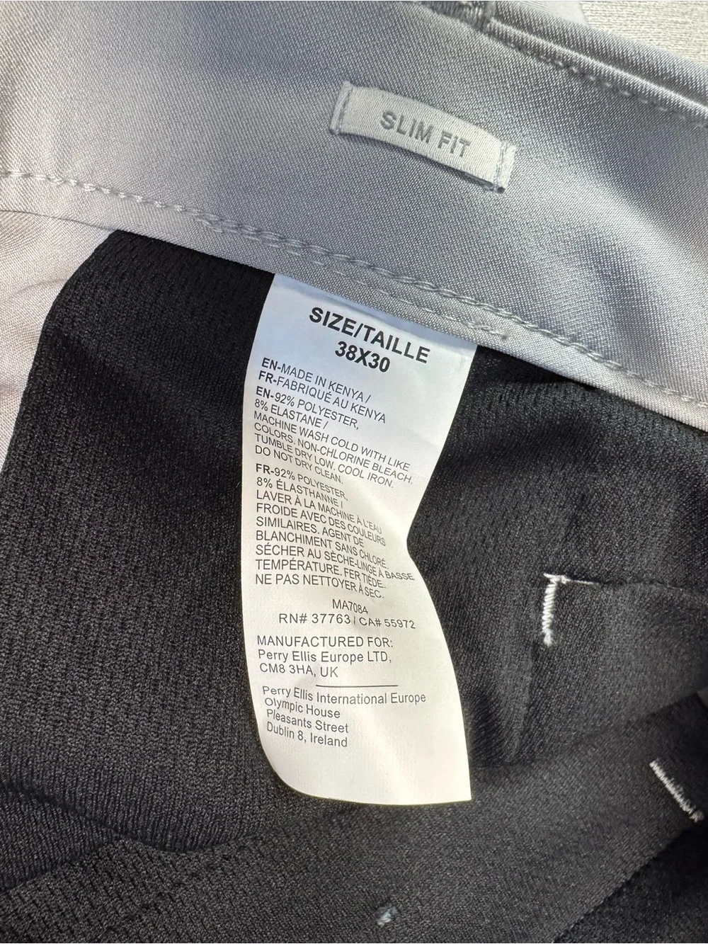 NWT New Perry Ellis Light Gray Slim Pants In Alloy Size 38 x 30